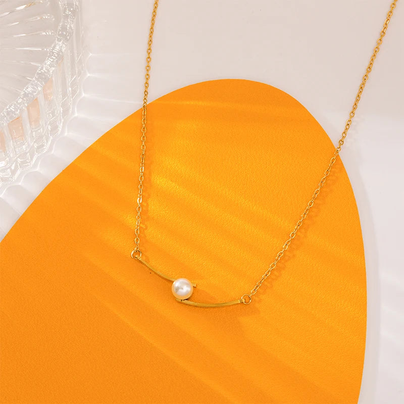 Stainless Steel Creative Pearl Pendant Necklace For Women