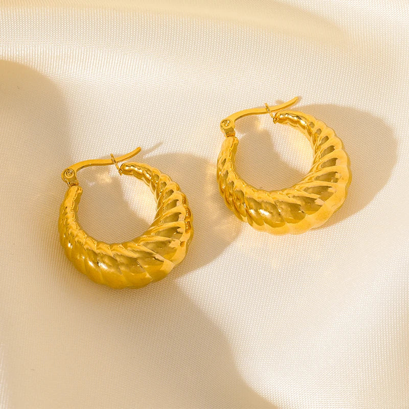 Stainless Steel Gold Color Circle Hoop Earrings For Women Fashion