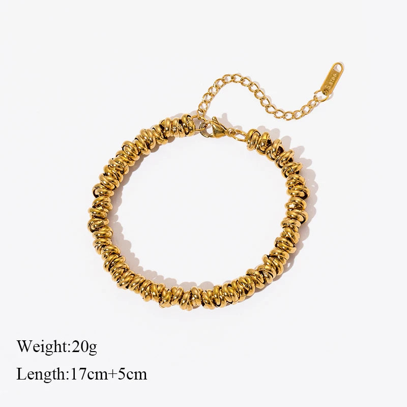 Stainless Steel Gold Color Annularity Chain Link Bracelet For Women Luxury Designer Fashion